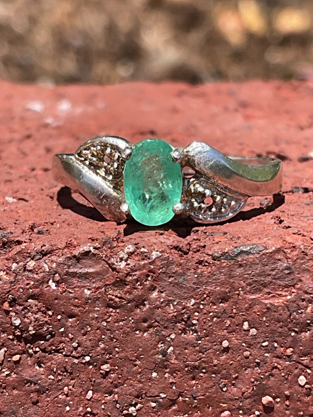 Emerald .925 Silver Ring 6